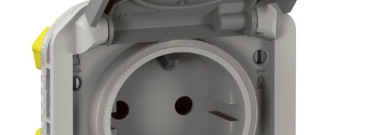 Розетка 2К+З с безвинтовыми зажимами - Plexo IP55 - серый