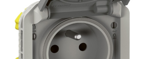 Розетка 2К+З фр. стандарт с безвинтовыми зажимами - Plexo IP55 - серый