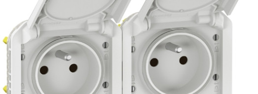 Розетка 2х2К+З горизонтальная, французский стандарт - Plexo IP55 - белый