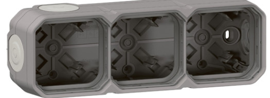 Коробка 3 поста, горизонтальная - Plexo IP55 - серый