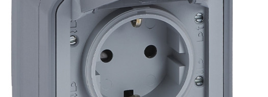 Розетка 2К+З с винтовыми зажимами - Plexo IP55 - серый